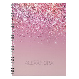 Caderno Espiral Sparkle Dourado Cor-de-Rosa rosa Dourado