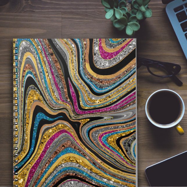 Caderno Espiral Sparkle Glam glittery Girly Marble Art (Criador carregado)
