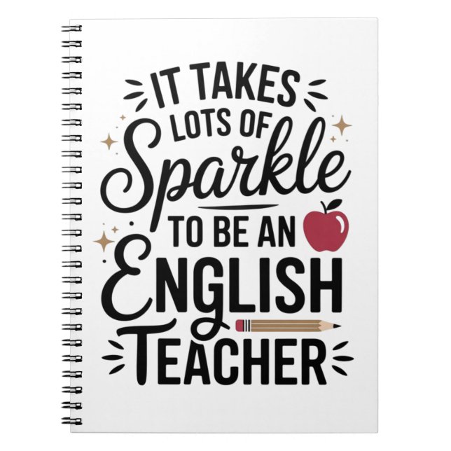 Caderno Espiral Sparkle para ser professor de inglês - presente di (Frente)