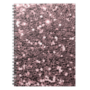 Caderno Espiral Sparkles Dourados cor-de-rosa do brilho do falso