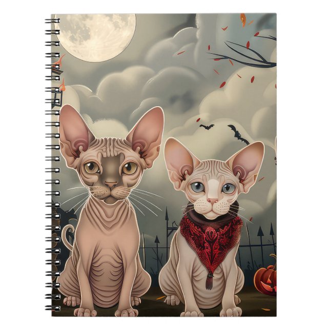 Caderno Espiral Sphynx Cat Halloween Spooky (Frente)
