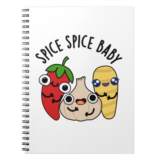 Caderno Espiral Spice Spice Baby Engraçado Comida Pun (Frente)