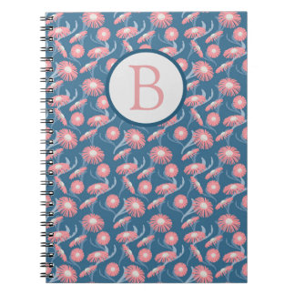 Caderno Espiral Spiral Notebook Monogram Pretty Pink Flowers