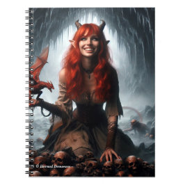 Caderno Espiral Spiral notebook: smiling demoness