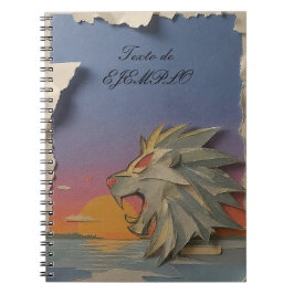 Caderno Espiral Spiral Notebook with Roaring Lion Design Papercut