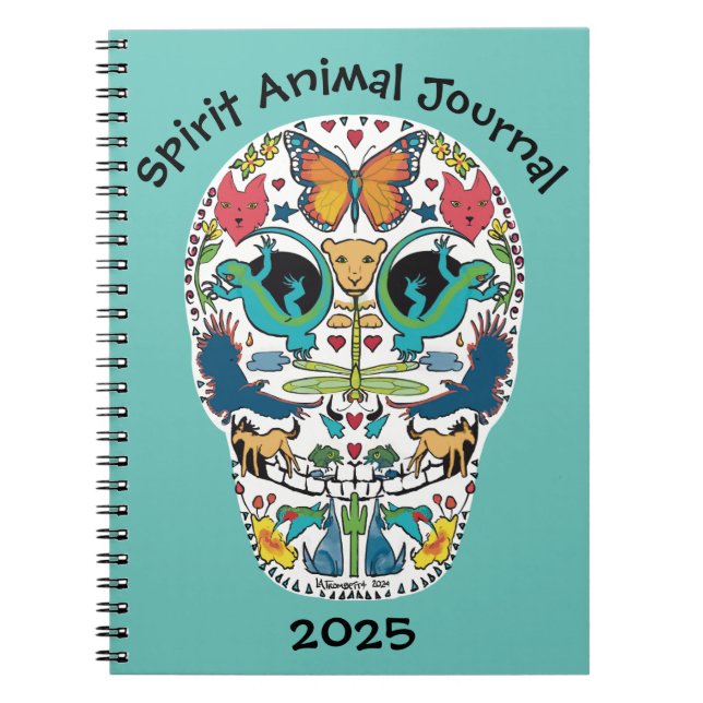 Caderno Espiral Spirit Animal Sugar Skull Notebook Diário (Frente)