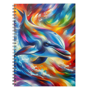 Caderno Espiral Splash de Golfinho Radiante – Arte de Alegria Oceâ
