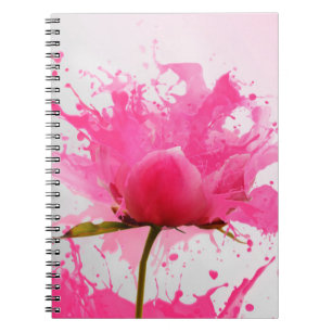Caderno Espiral Splatter de pintura do Abstrato do ventilador rosa