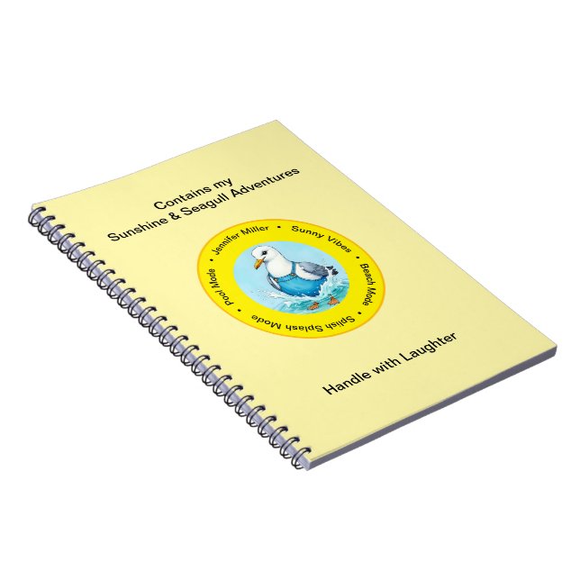 Caderno Espiral Splish Splash funny summer Seagull vacation memory (Lado Direito)