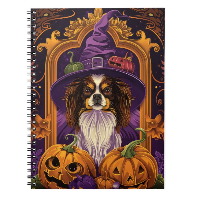 Caderno Espiral Spookan Tibetan Spaniel Cachorro Halloween Pumpkin (Frente)