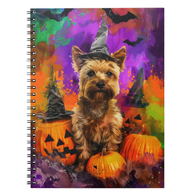 Caderno Espiral Spookin Cairn Terrier Dog Halloween Witch Pumpkin (Frente)