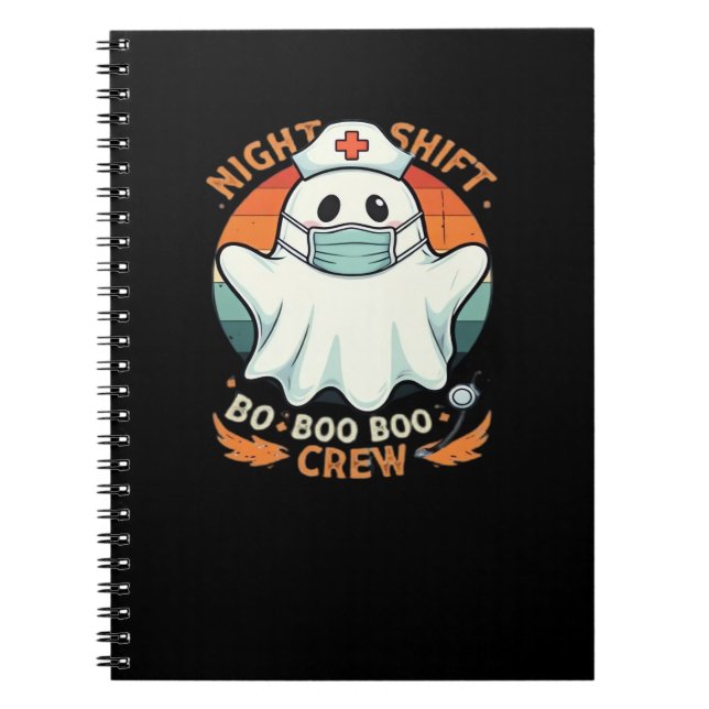Caderno Espiral Spooky Halloween Nurse Funny Ghost Costume Boo Boo (Frente)