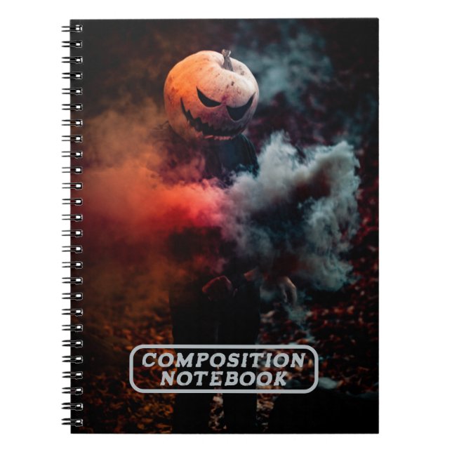 Caderno Espiral Spooky Jack-o-lanterno Cabeça de Bomba (Frente)