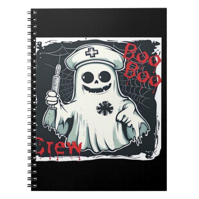Caderno Espiral Spooky Nurse Ghost Haunted Hospital Crew Ghostly N (Frente)