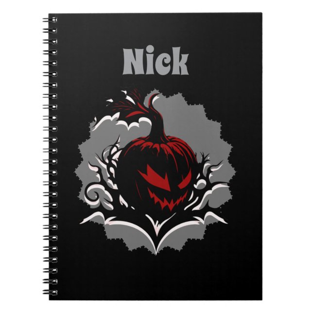 Caderno Espiral Spooky Pumpkin Personalizado (Frente)