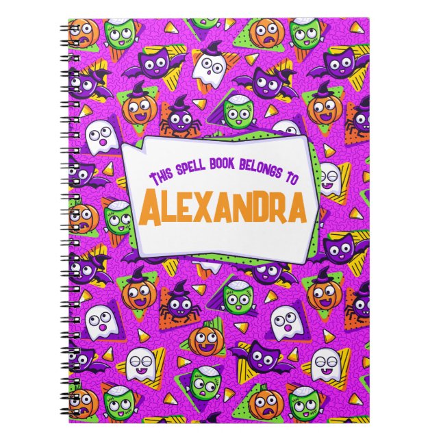Caderno Espiral Spooky Spell Book Halloween Personalized Notebook (Frente)