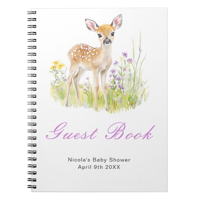 Caderno Espiral Spring Deer Baby Shower Guest Book (Frente)