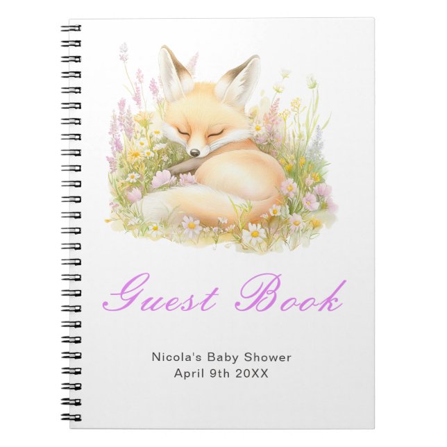 Caderno Espiral Spring Fox Baby Shower Guest Book (Frente)