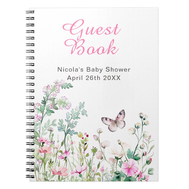 Caderno Espiral Spring Green Butterfly Floral Wedding (Frente)