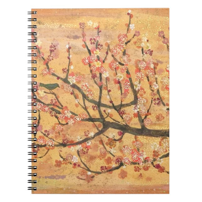 Caderno Espiral Spring Melody: Plum Blossom & Bush Warbler (Frente)