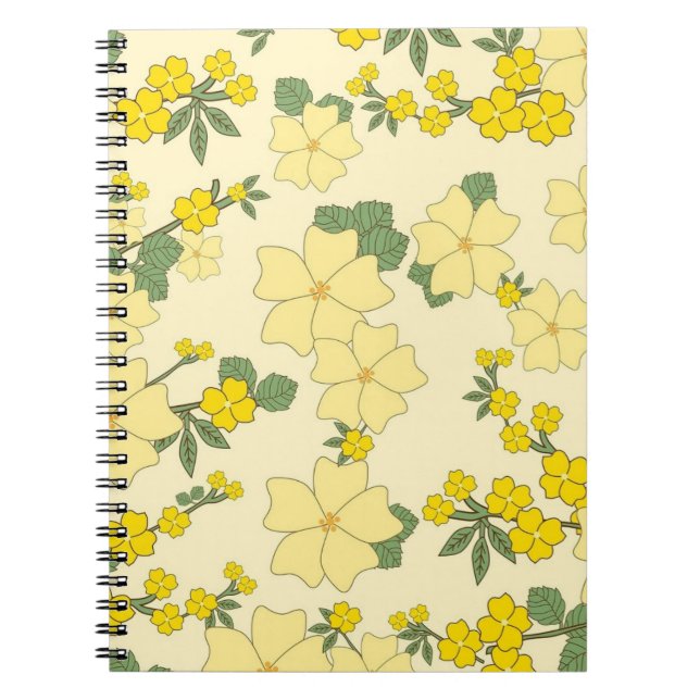 Caderno Espiral Spring Yellow Floral Pattern (Frente)