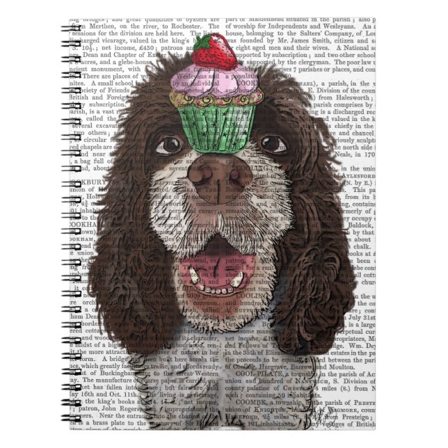 Caderno Espiral Springer Spaniel com Cupcake (Frente)