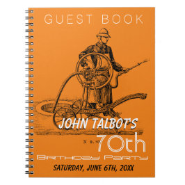 Caderno Espiral Sprinkler Fireman 70 Festa de aniversário Guest Bo