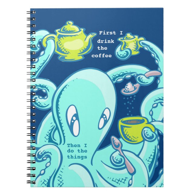 Caderno Espiral Squiggles o polvo: Café perfeito (azul) (Frente)