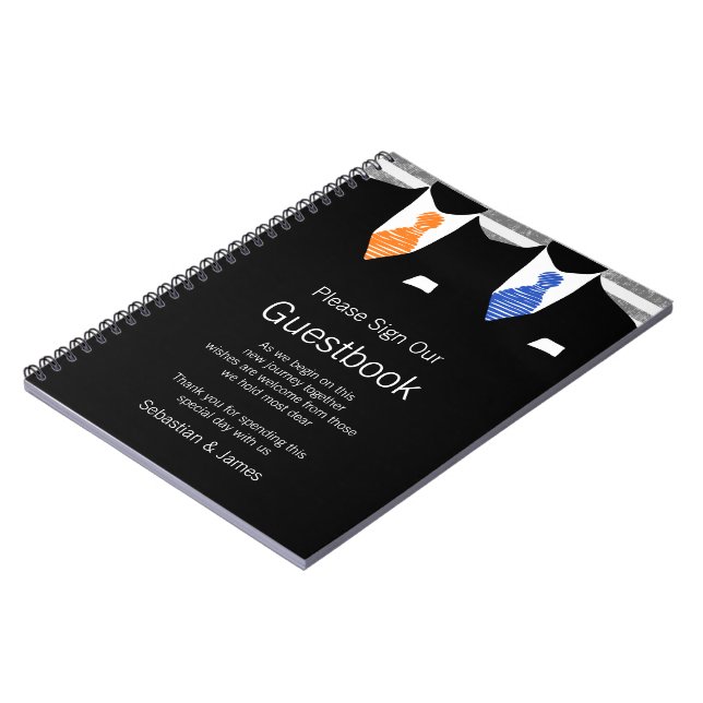 Caderno Espiral Sr. e Sr. Suit e Tie Guestbook (Laranja / Azul) (Left Side)