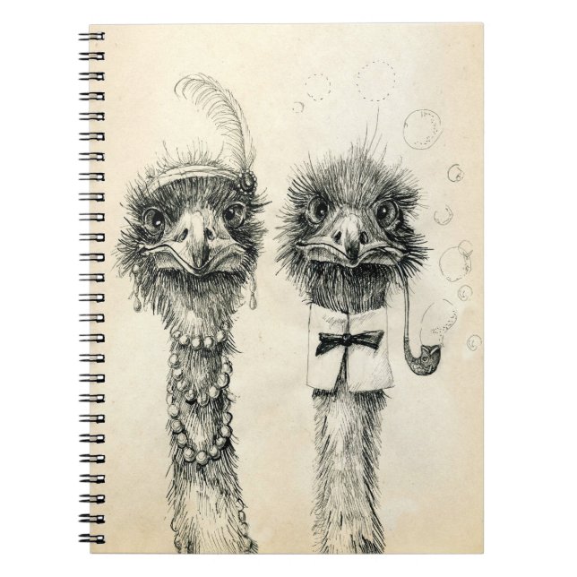 Caderno Espiral Sr. e Sra. Ostrich (Frente)