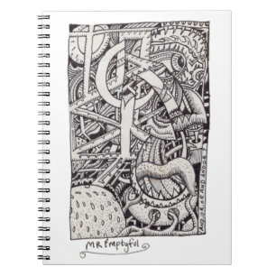 Caderno Espiral Sr. Emptyful, desenho a tinta