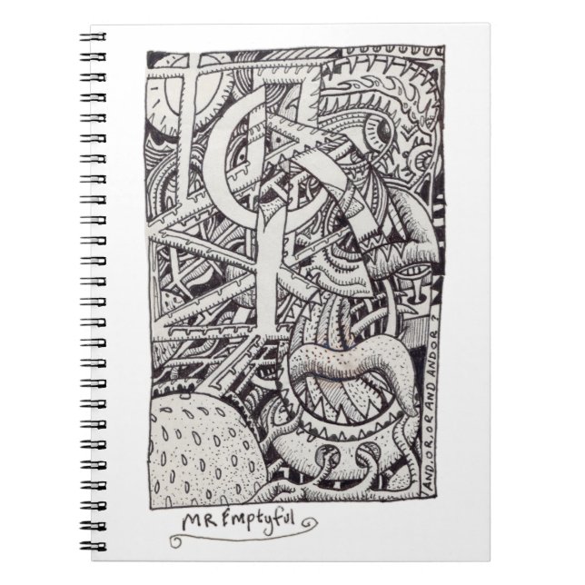 Caderno Espiral Sr. Emptyful, desenho a tinta (Frente)