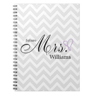 Caderno Espiral Sra. futura Scribbled lavanda Casamento do coraç