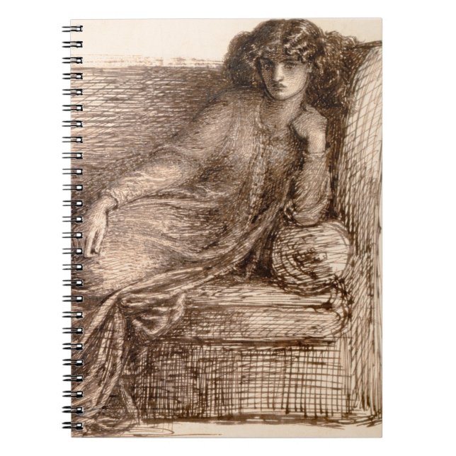 Caderno Espiral Sra. Jane Morris Reclining em um sofá (Frente)