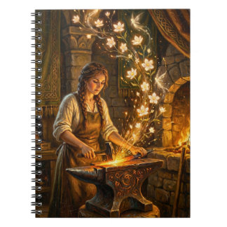 Caderno Espiral St Brigid Blacksmith Fairies Flowers Fantasy Art