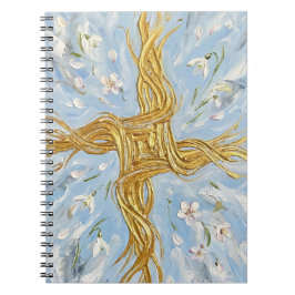 Caderno Espiral St Brigid's Cross Snowdrops Golden Imbolc Art