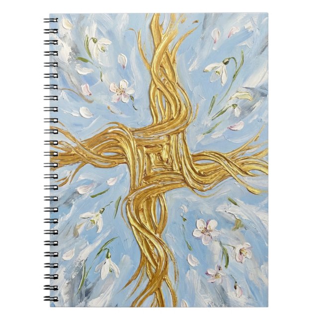 Caderno Espiral St Brigid's Cross Snowdrops Golden Imbolc Art (Frente)