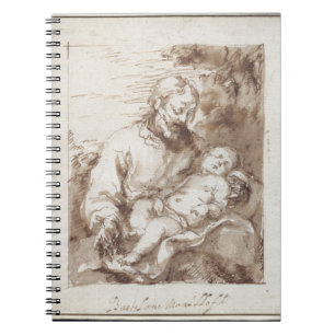 Caderno Espiral St Joseph com a criança de sono do cristo (caneta