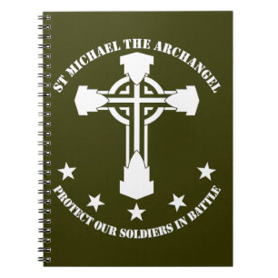 Caderno Espiral St Michael o arcanjo - estêncil branco