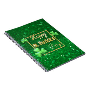 Caderno Espiral St. Patrick's Day Gold Shamrock