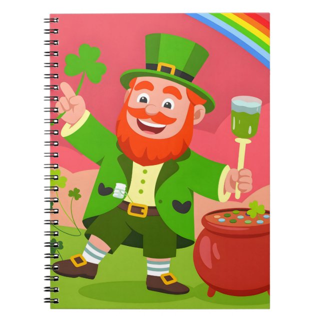 Caderno Espiral St. Patrick's Day Leprechaun Illustration  (Frente)