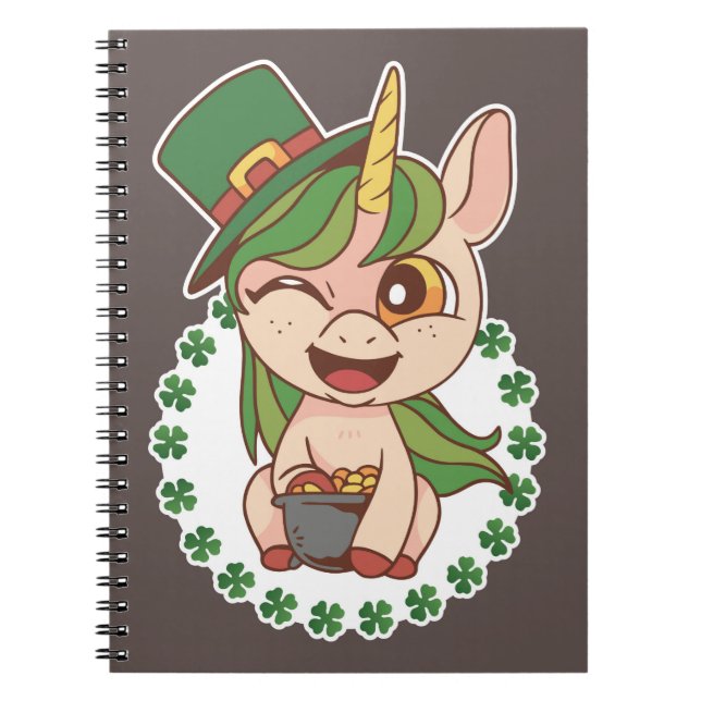 Caderno Espiral St Patricks Unicorn (Frente)
