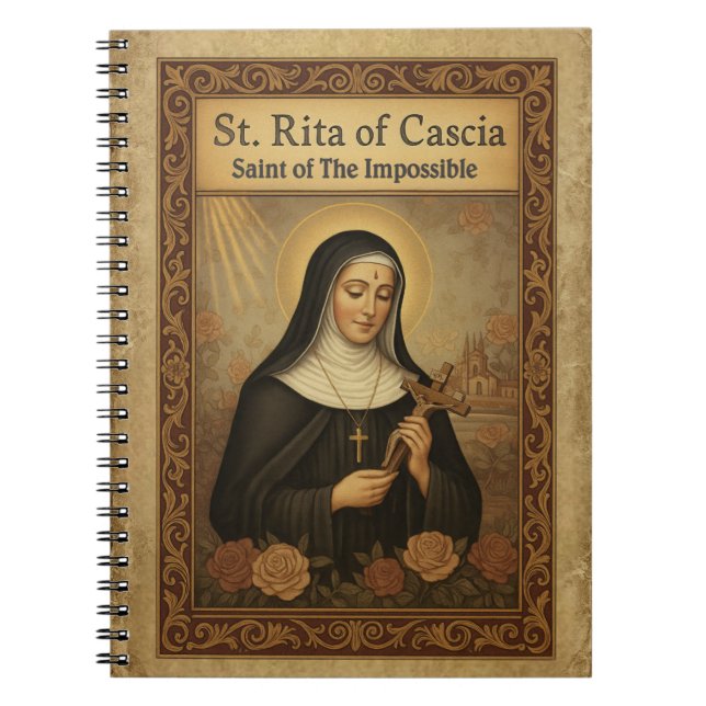 Caderno Espiral St Rita of Cascia Saint of the Impossible Catholic (Frente)