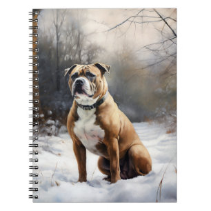Caderno Espiral Staffordshire Bull Terrier Deixe Cair a Neve Natal