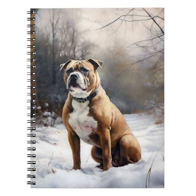 Caderno Espiral Staffordshire Bull Terrier Deixe-o nevar no Natal (Frente)