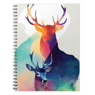 Caderno Espiral Stag Deer Wild Nature Cores De Animais Pintura
