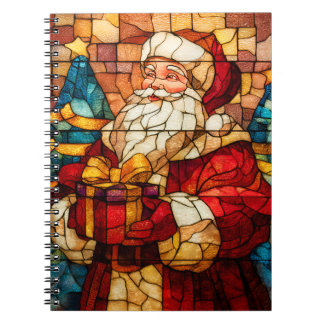 Caderno Espiral Stained Glass Santa
