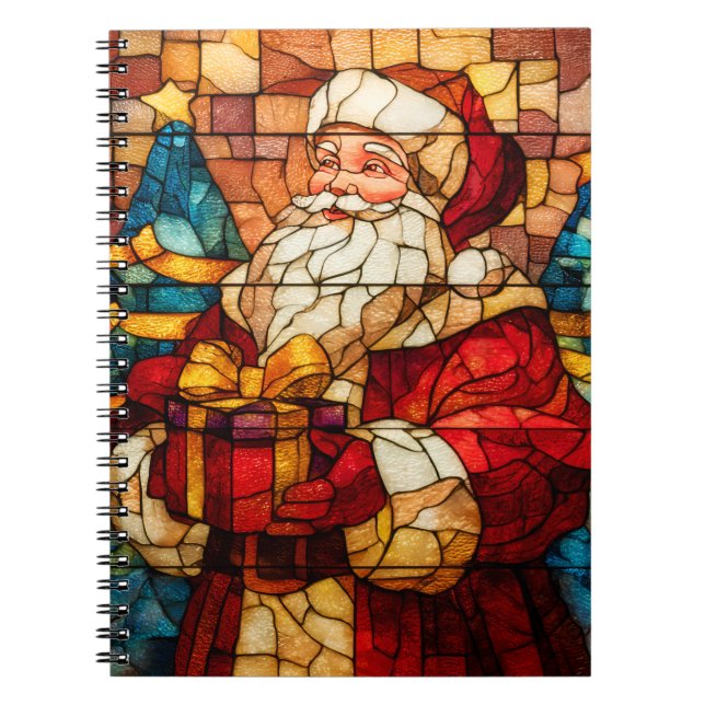 Caderno Espiral Stained Glass Santa (Frente)