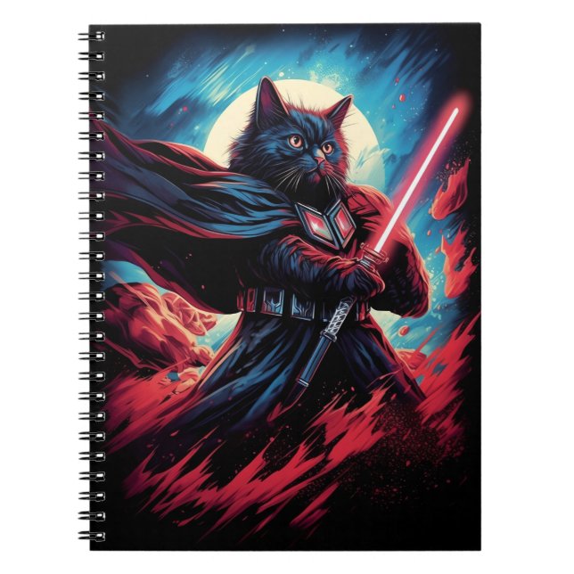 Caderno Espiral Stardust Samurai | Guerreiro de Gato Cósmico (Frente)