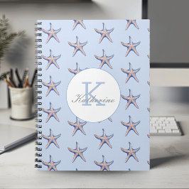 Caderno Espiral Starfish Pattern Beach Marine Custom Name